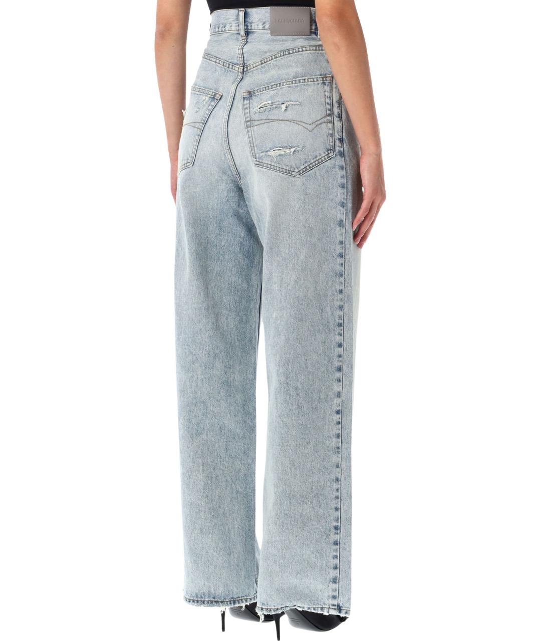 BALENCIAGA Голубые хлопковые прямые джинсы, фото 2