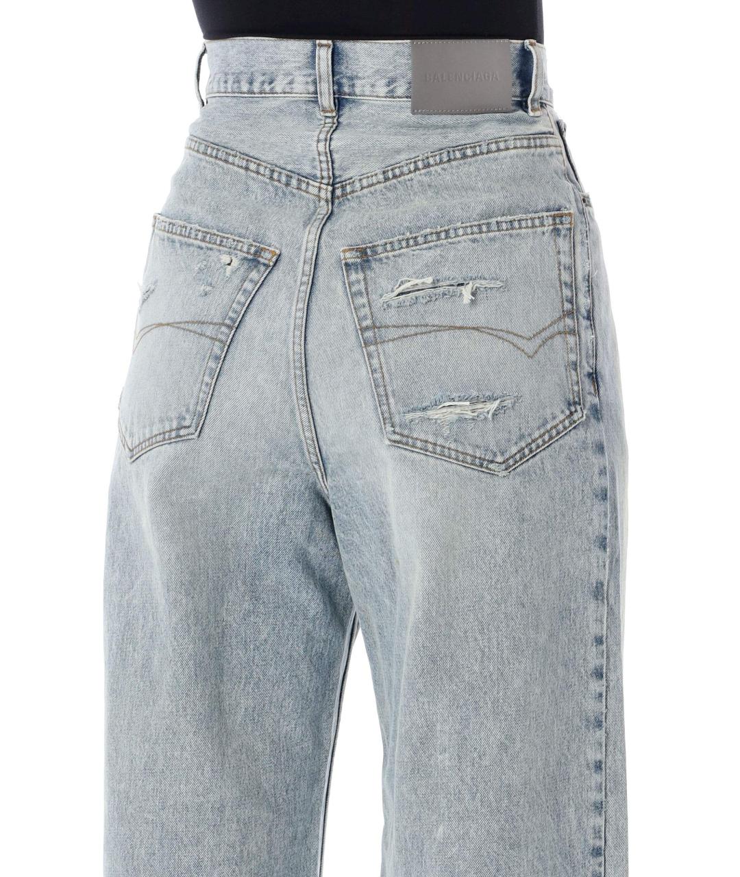 BALENCIAGA Голубые хлопковые прямые джинсы, фото 3