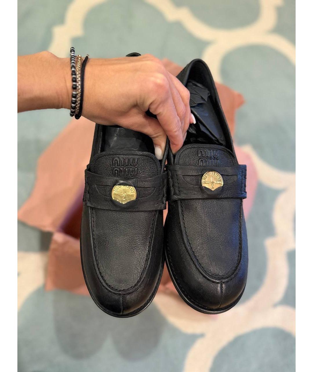 MIU MIU Черные кожаные лоферы, фото 2