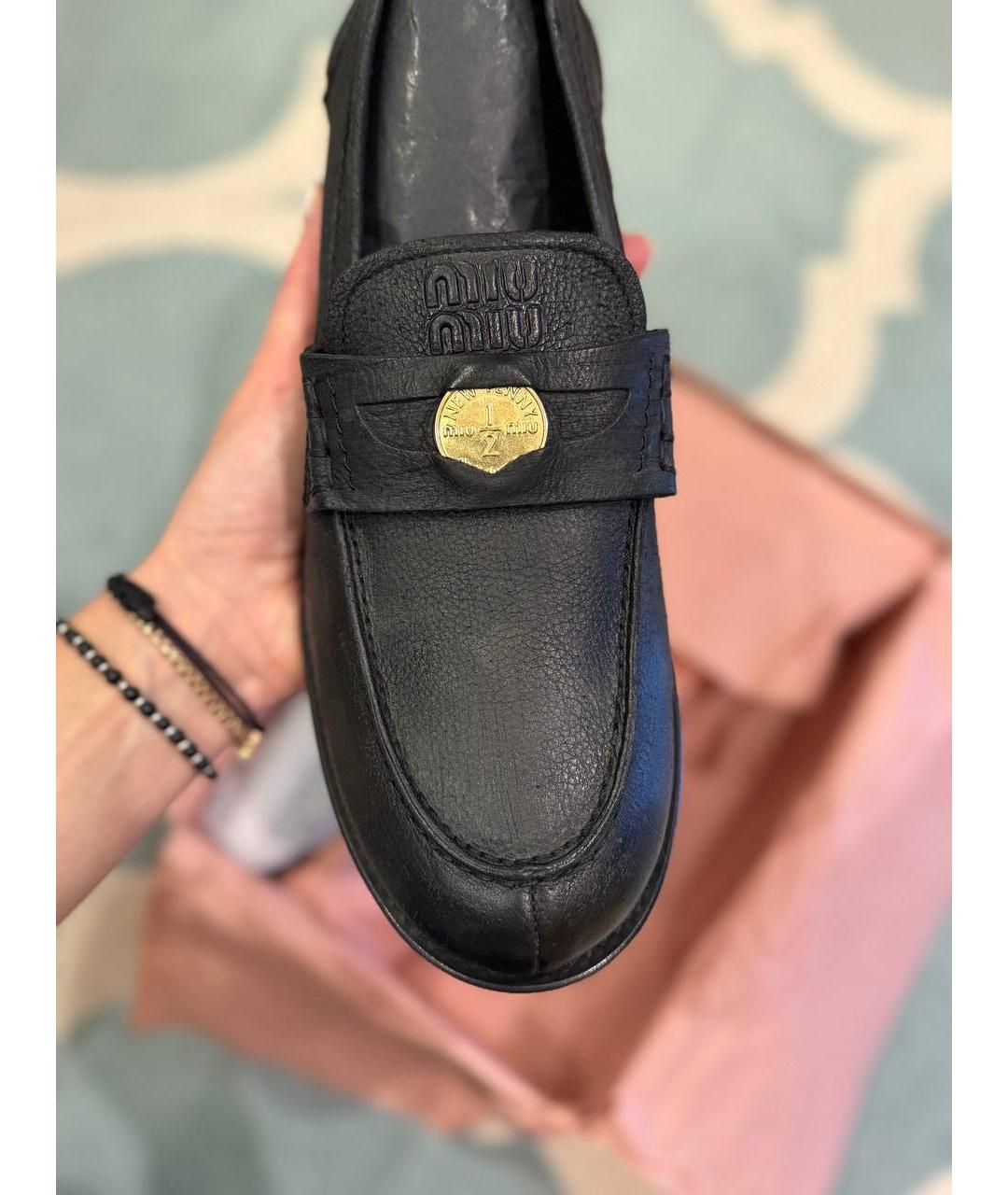 MIU MIU Черные кожаные лоферы, фото 3