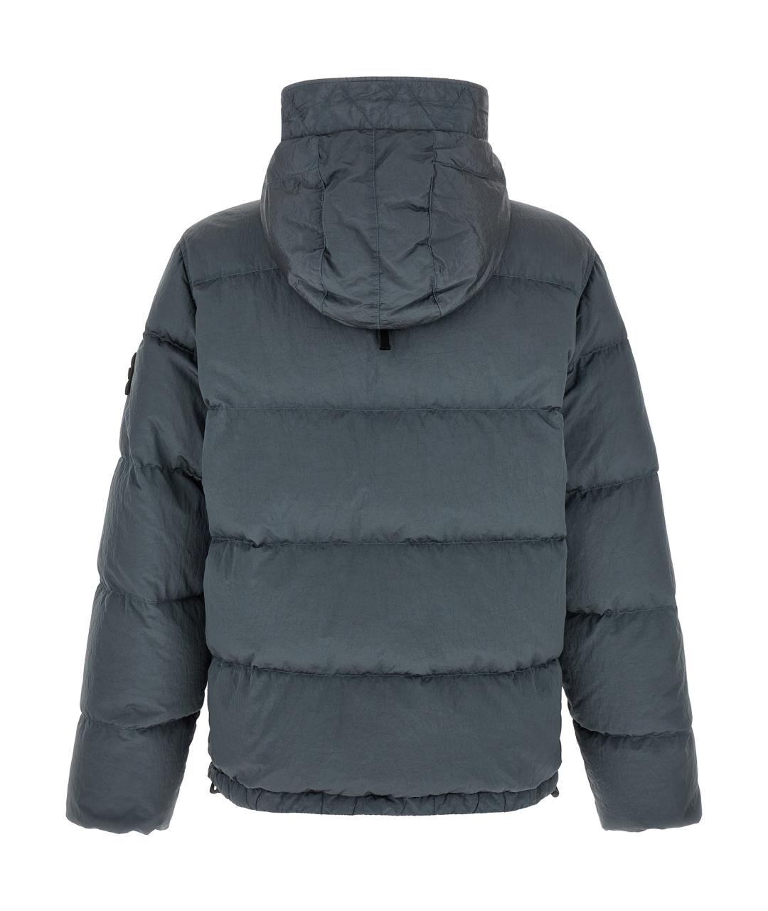 STONE ISLAND Серый полиамидовый пуховик, фото 2