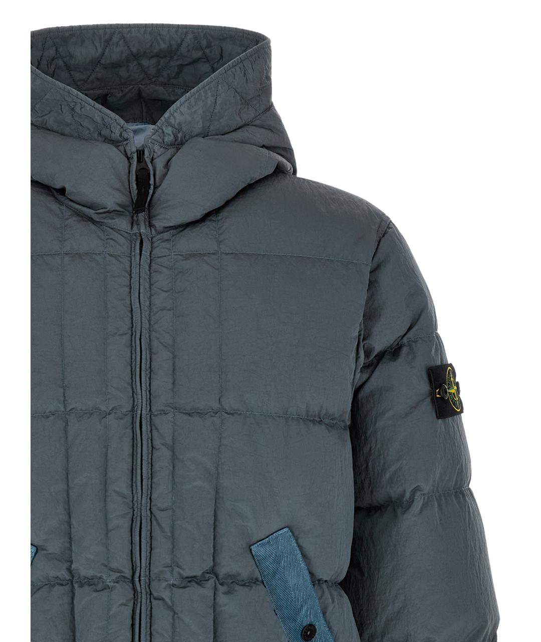 STONE ISLAND Серый полиамидовый пуховик, фото 3