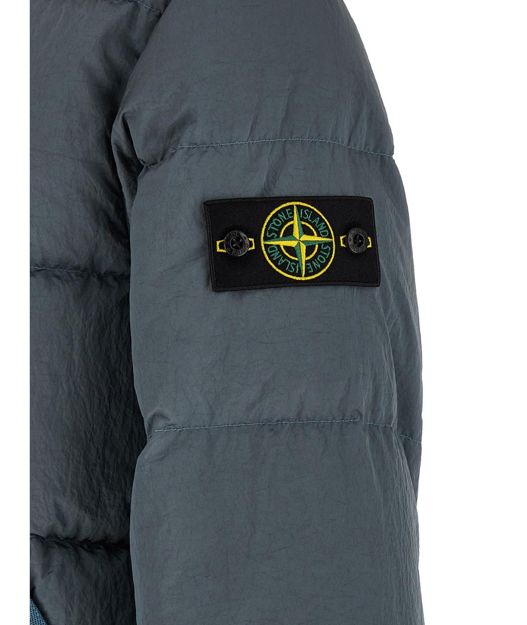 STONE ISLAND Серый полиамидовый пуховик, фото 5