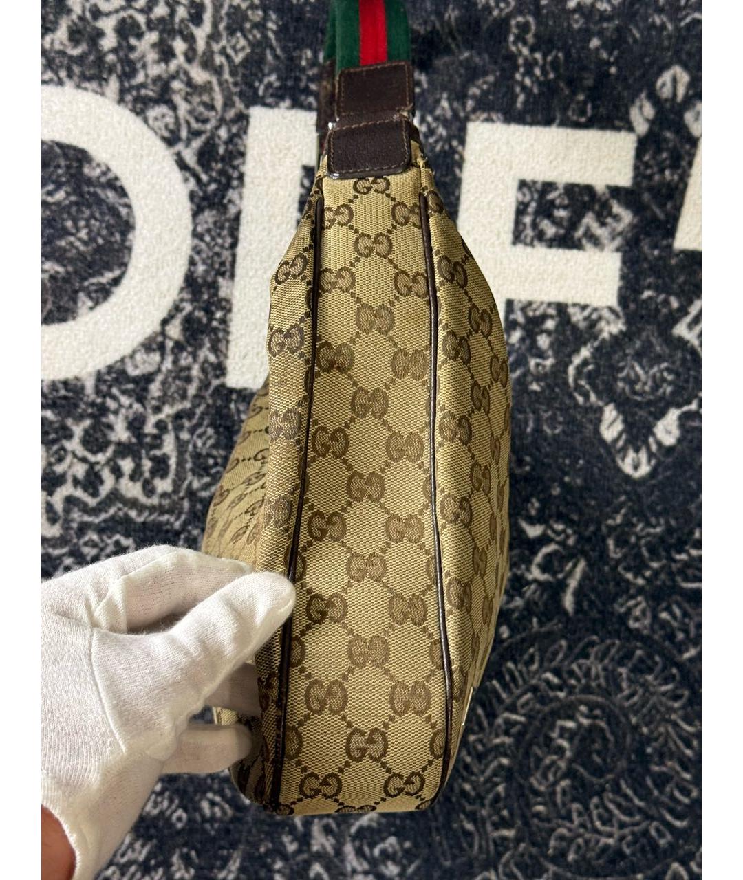 GUCCI Бежевая тканевая сумка с короткими ручками, фото 6
