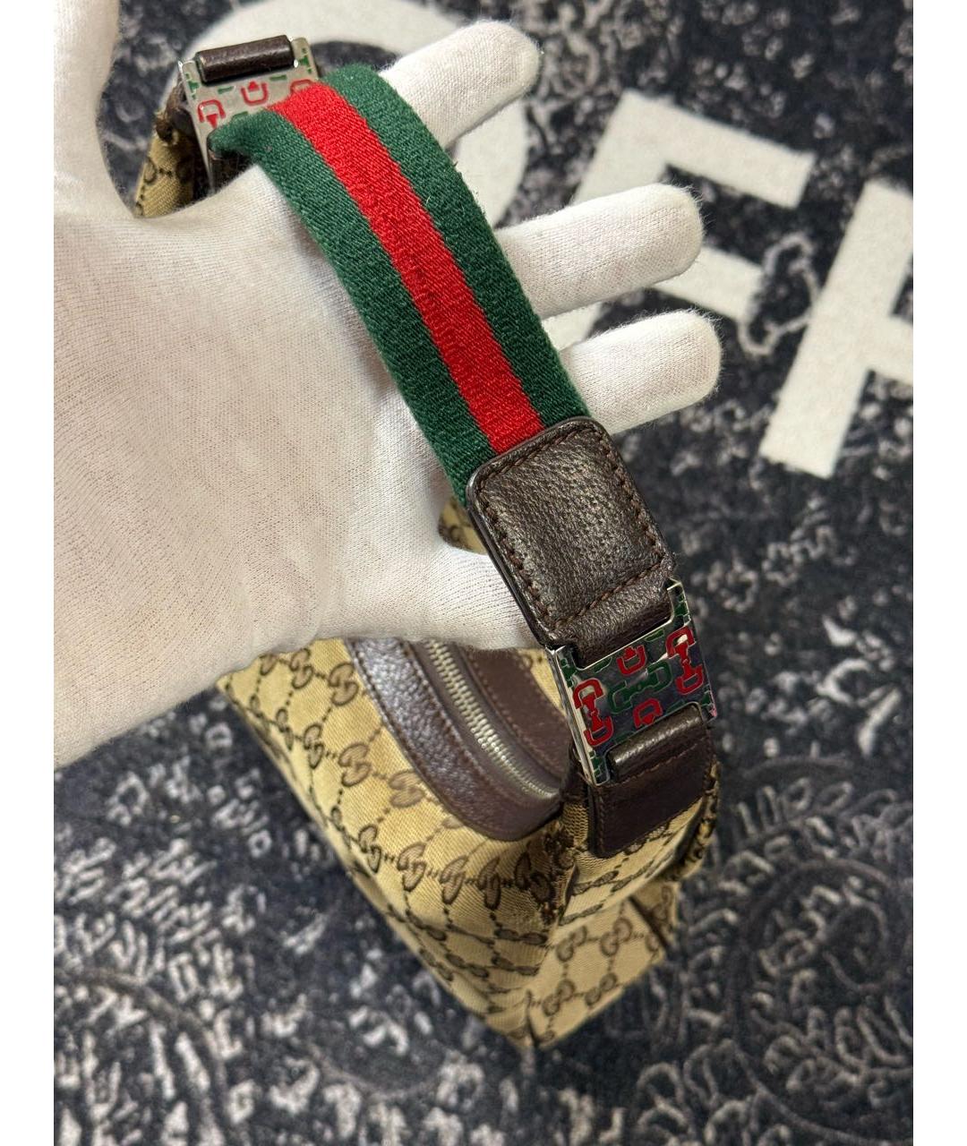 GUCCI Бежевая тканевая сумка с короткими ручками, фото 4