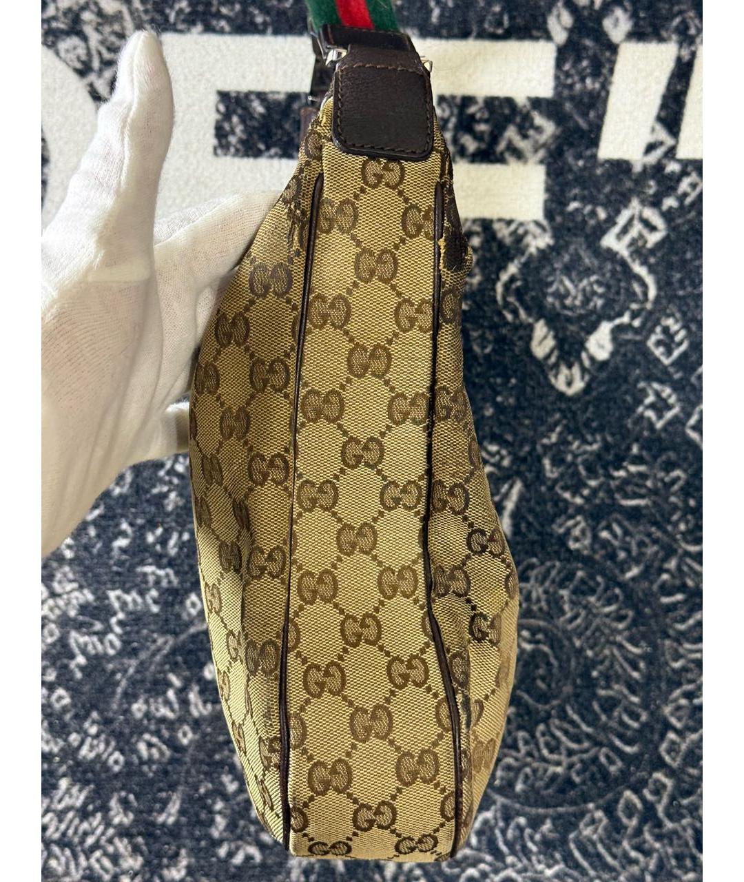 GUCCI Бежевая тканевая сумка с короткими ручками, фото 7