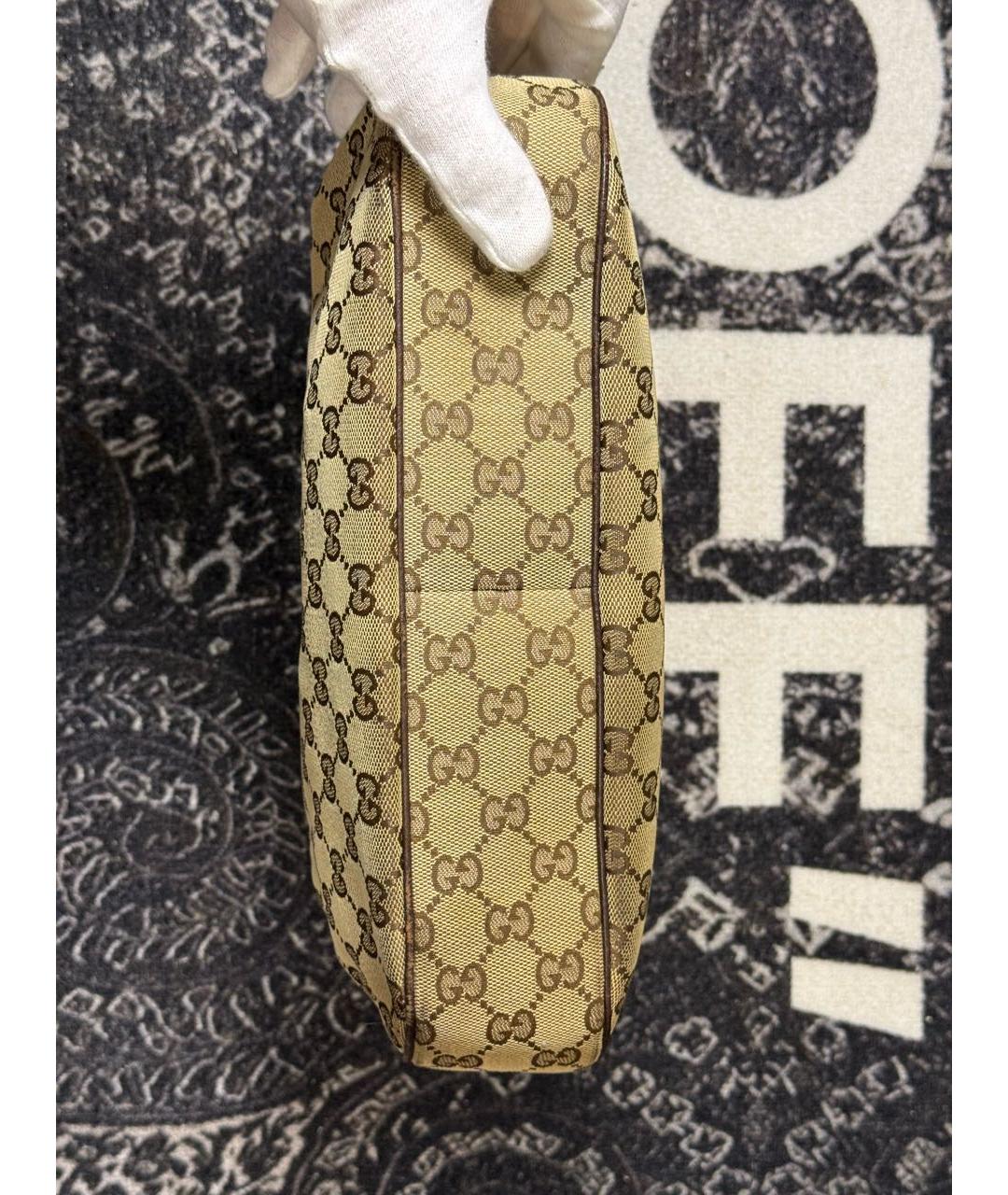 GUCCI Бежевая тканевая сумка с короткими ручками, фото 5