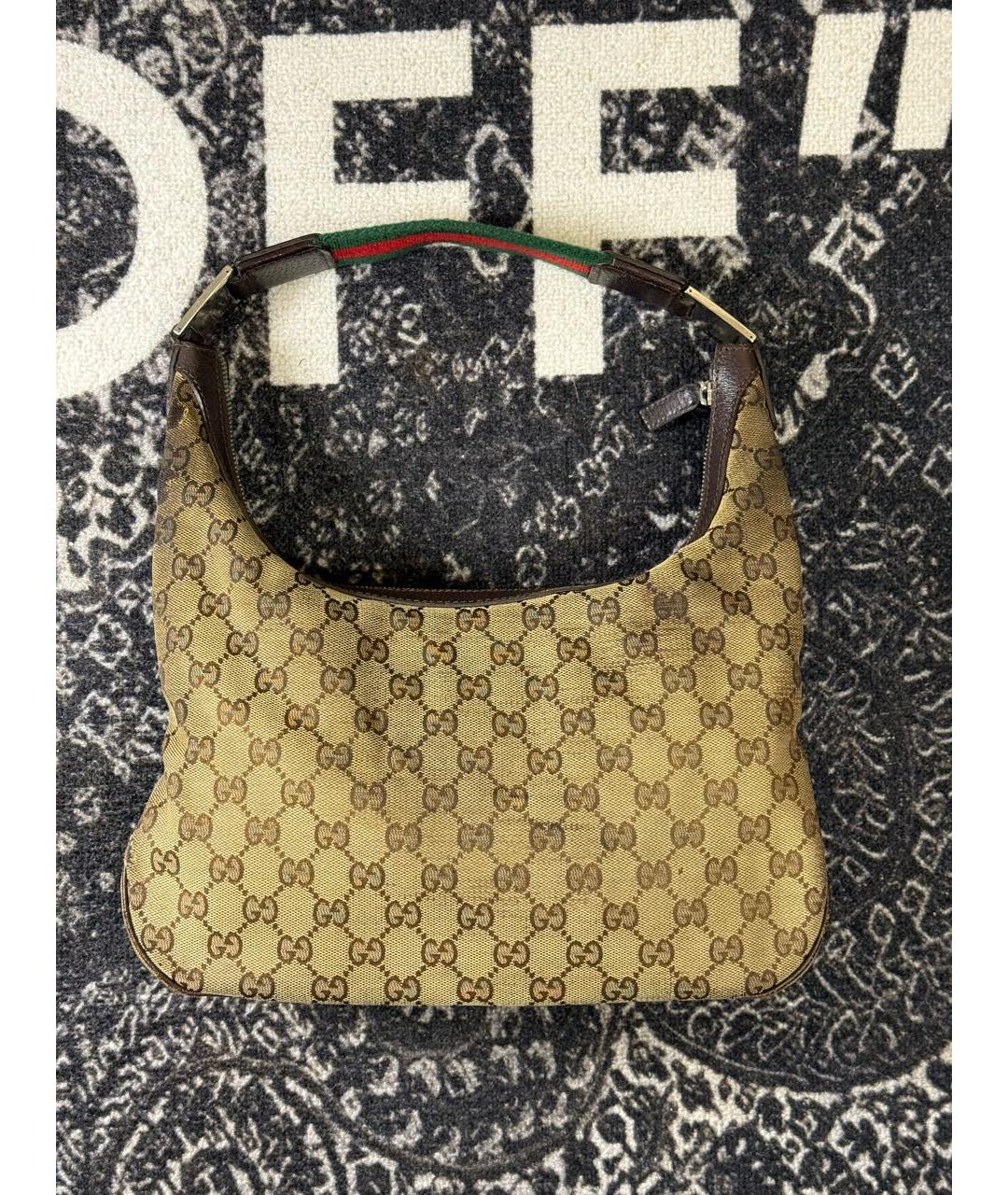GUCCI Бежевая тканевая сумка с короткими ручками, фото 3