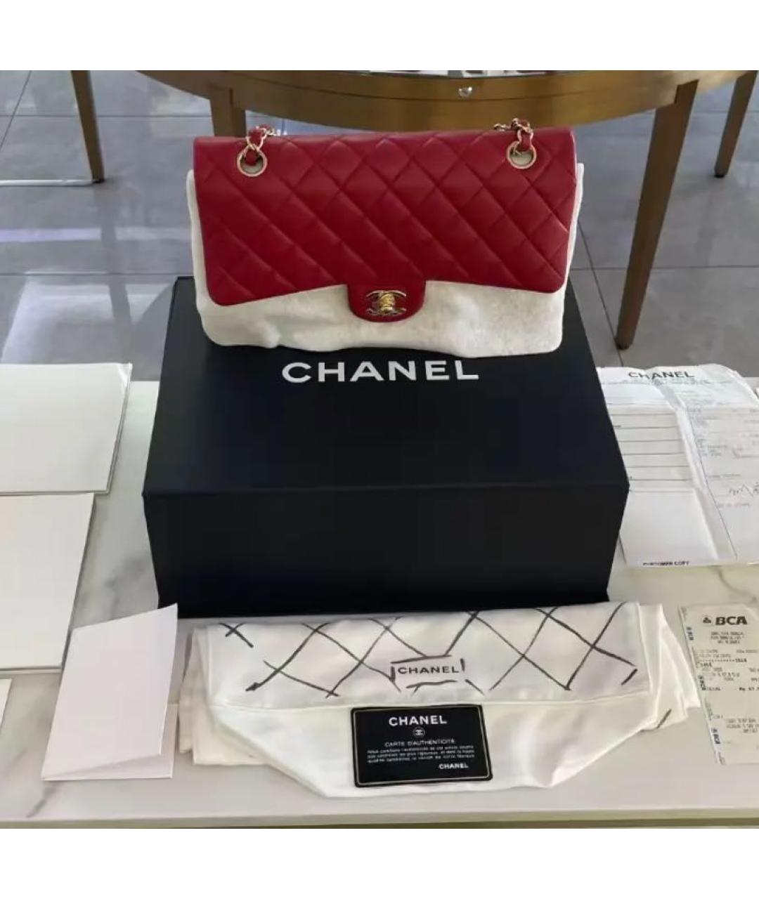 CHANEL Красная кожаная сумка через плечо, фото 6