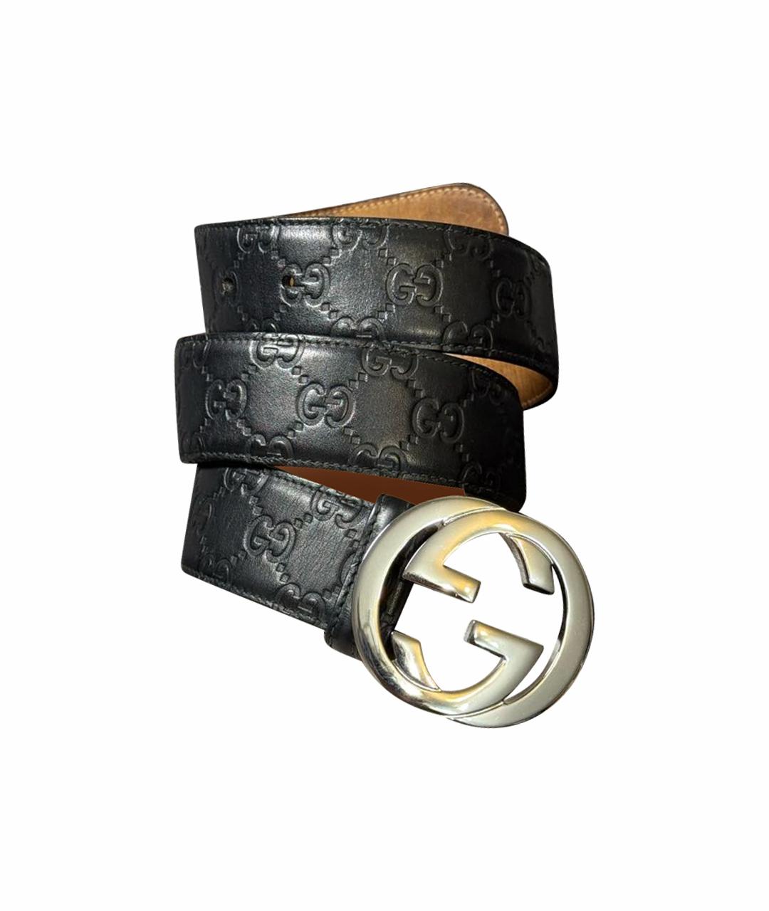 GUCCI Черный кожаный ремень, фото 1