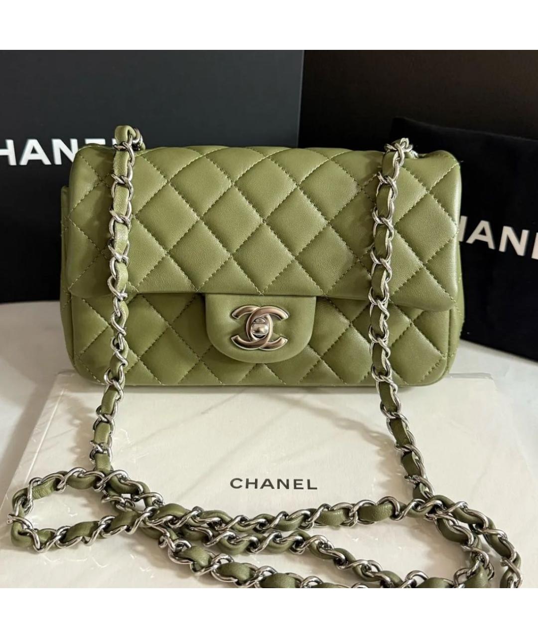 CHANEL Хаки кожаная сумка через плечо, фото 9