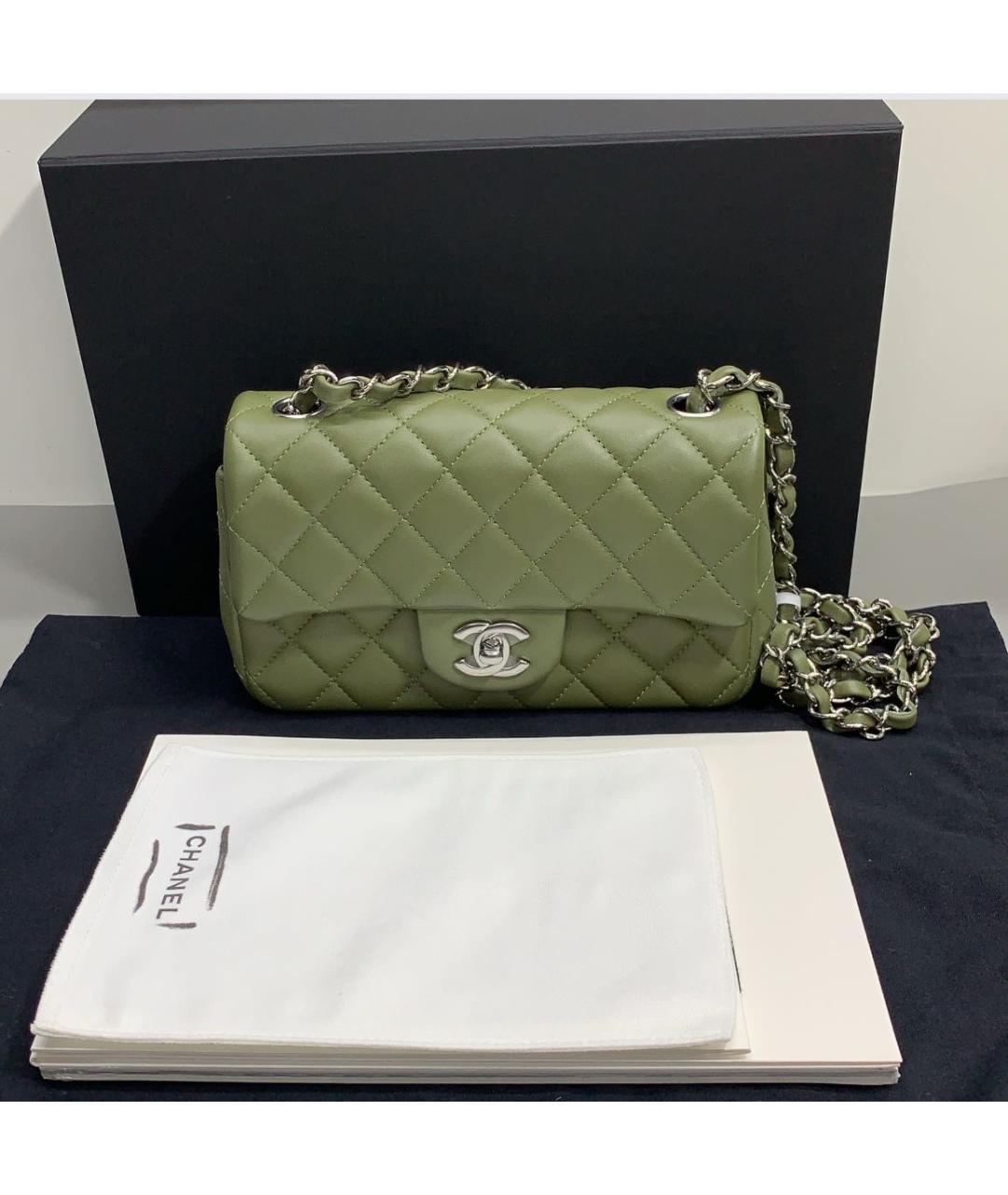 CHANEL Хаки кожаная сумка через плечо, фото 8