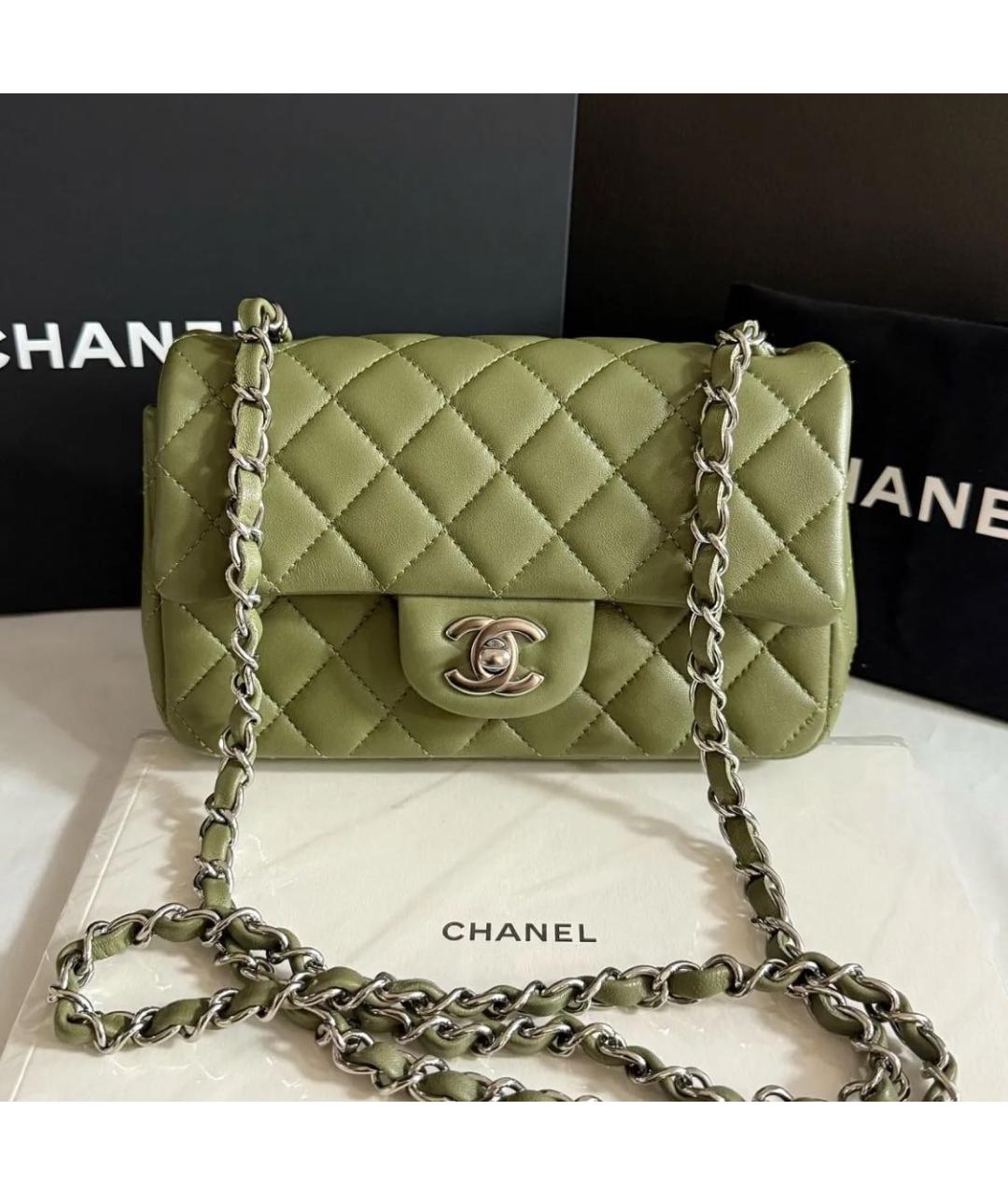 CHANEL Хаки кожаная сумка через плечо, фото 2