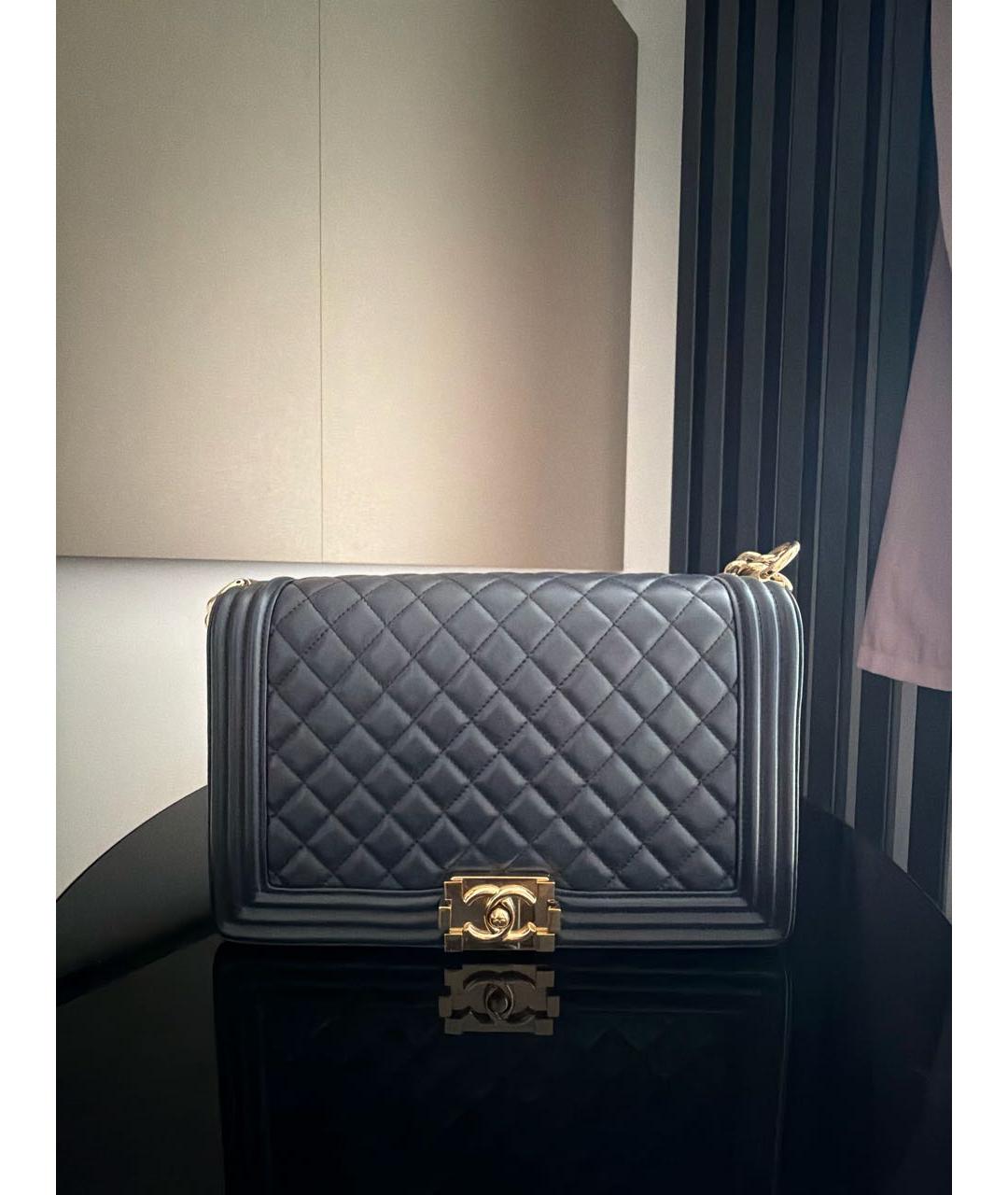 CHANEL Темно-синяя кожаная сумка через плечо, фото 7