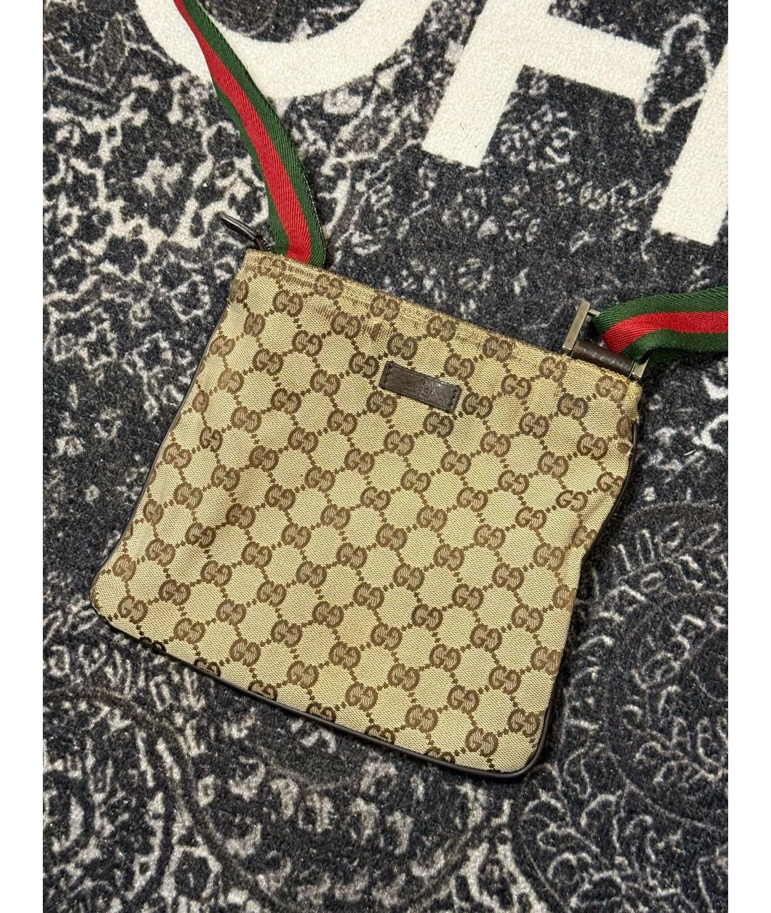 GUCCI Бежевая тканевая сумка на плечо, фото 2