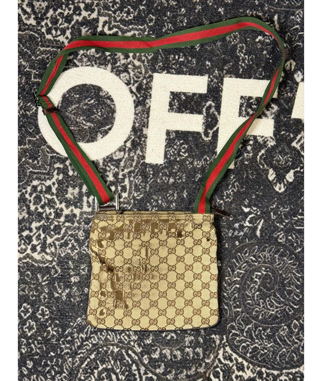 GUCCI Бежевая тканевая сумка на плечо, фото 3