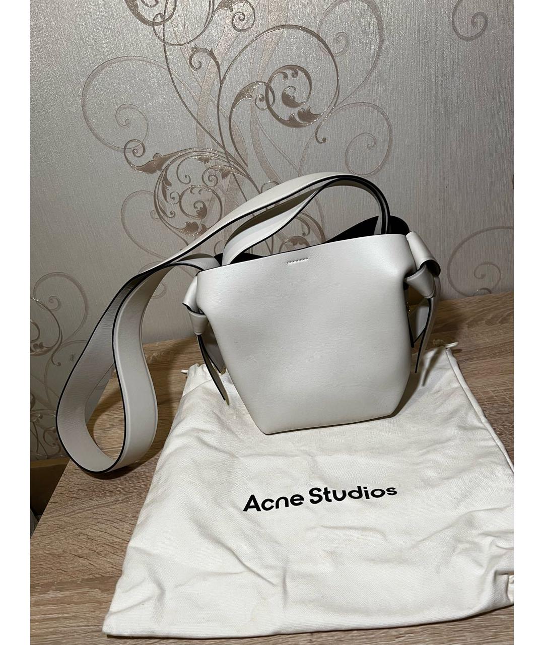 ACNE STUDIOS Белая кожаная сумка через плечо, фото 8
