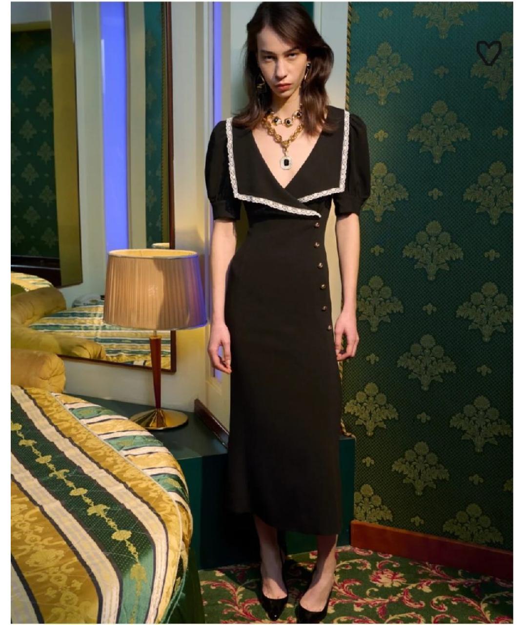 ALESSANDRA RICH Черное шелковое повседневное платье, фото 2