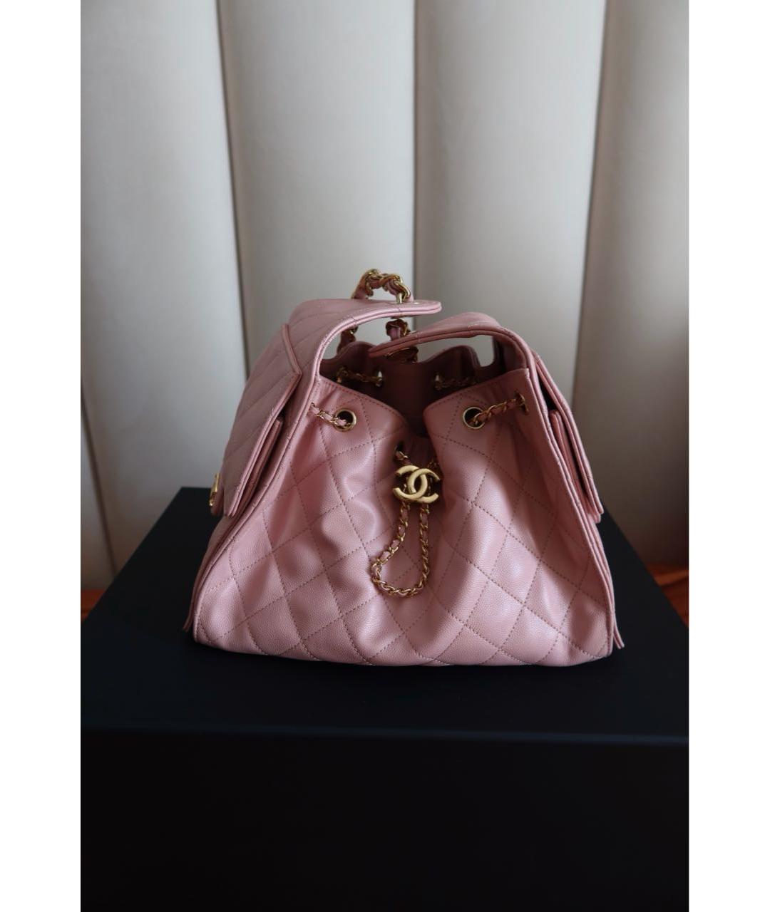CHANEL Розовая кожаная сумка с короткими ручками, фото 6