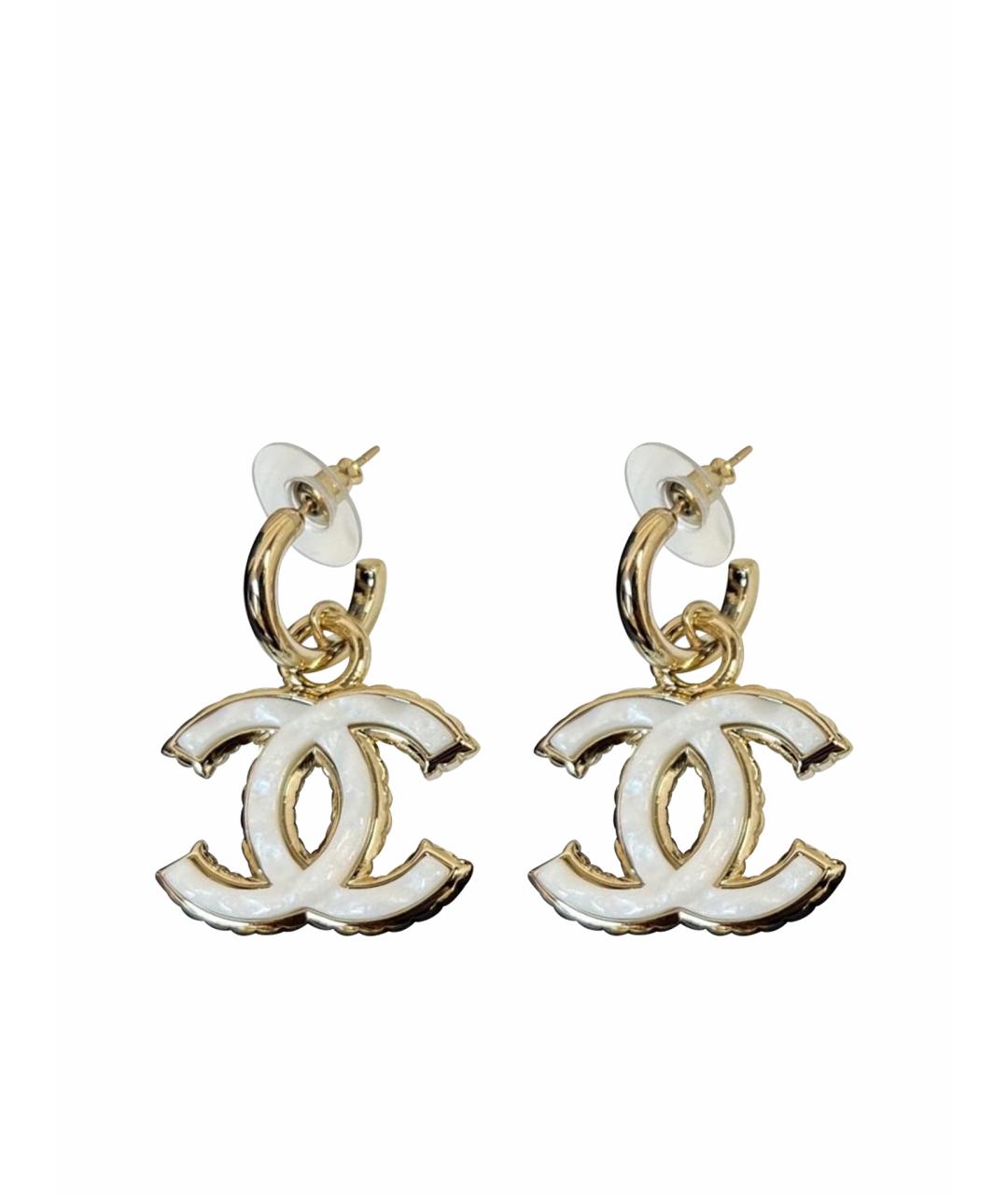 CHANEL Белые серьги, фото 1