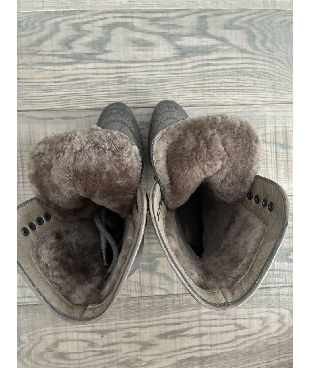 SANTONI Хаки кожаные полусапоги, фото 3