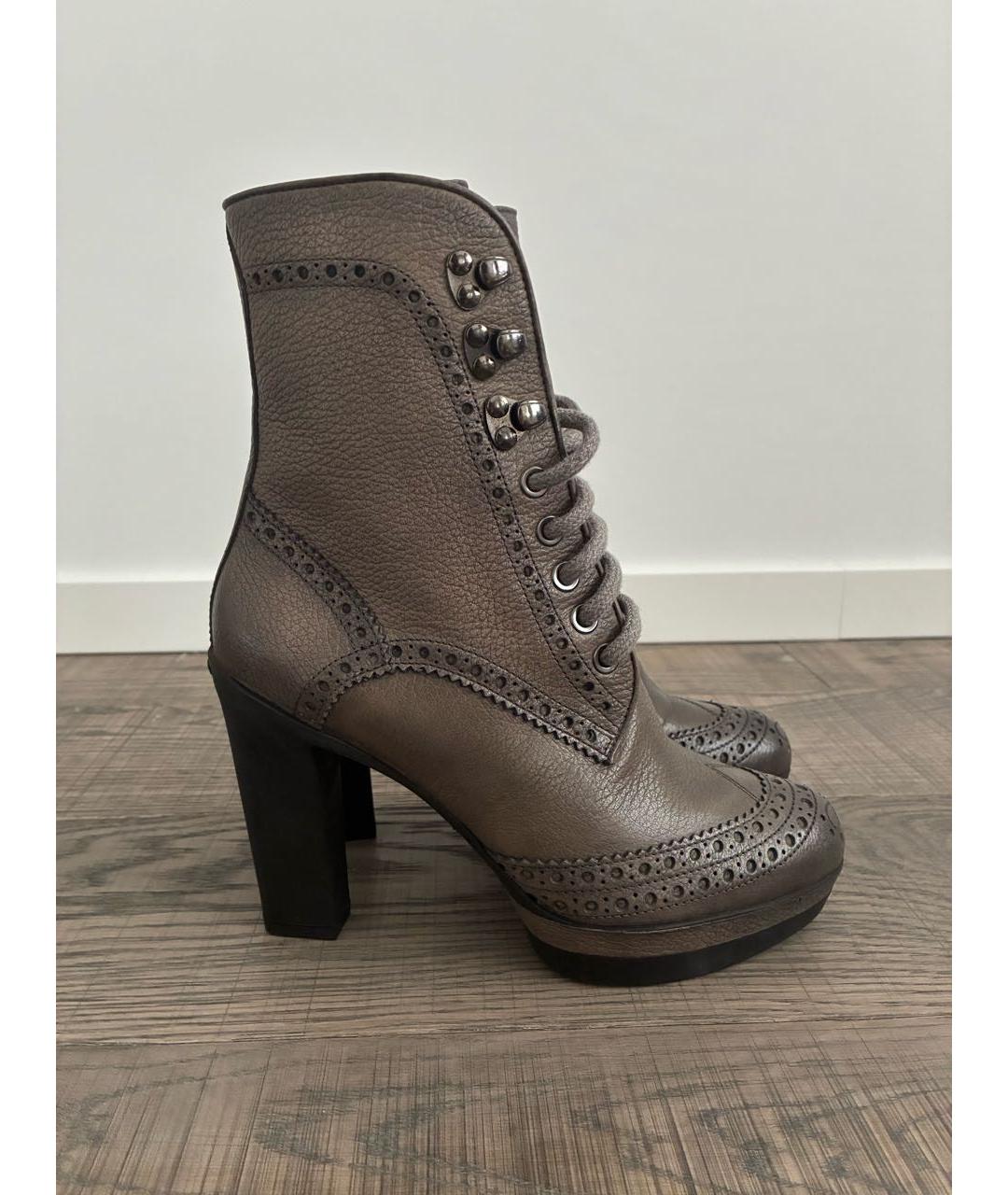 SANTONI Хаки кожаные полусапоги, фото 6