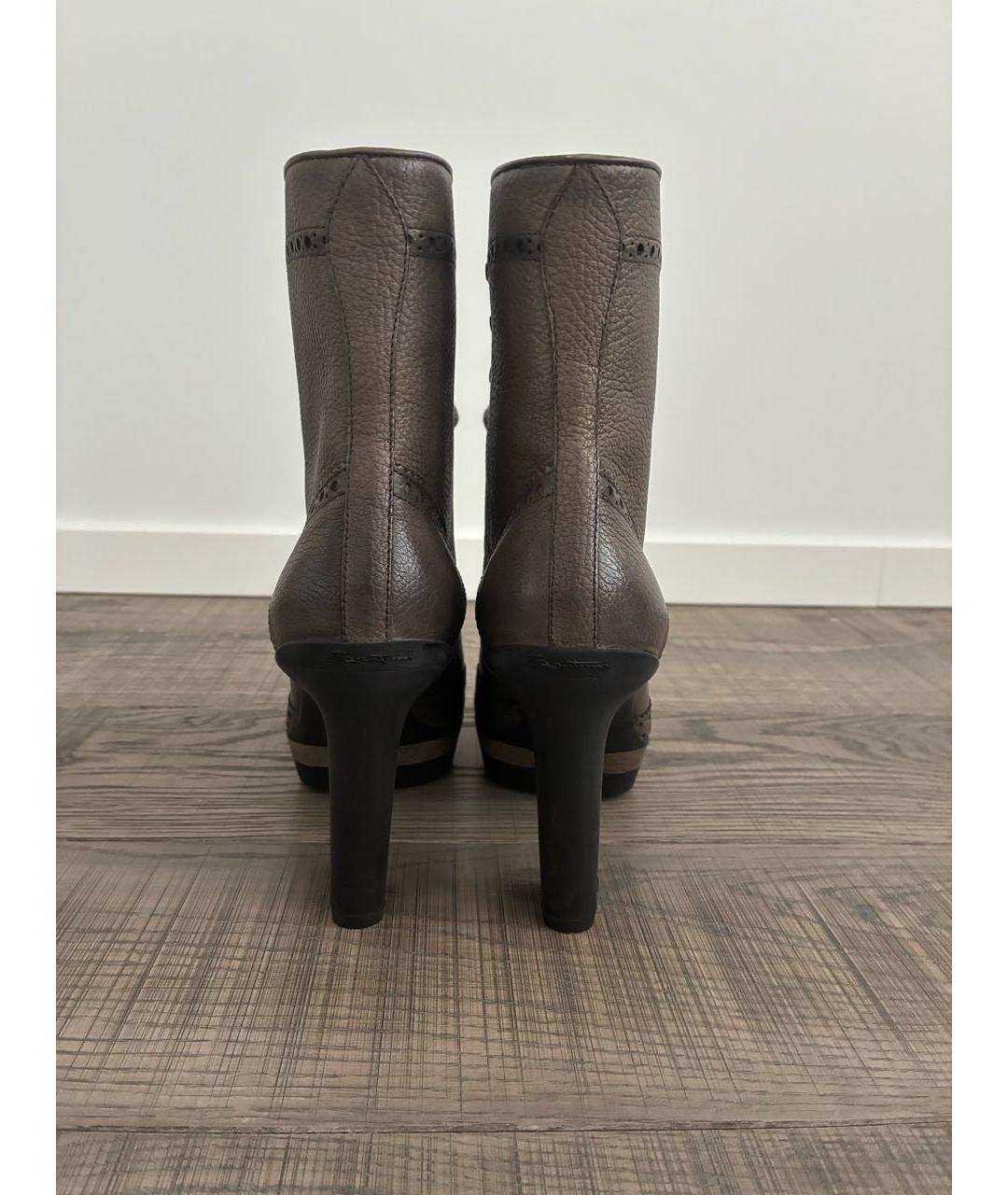 SANTONI Хаки кожаные полусапоги, фото 4