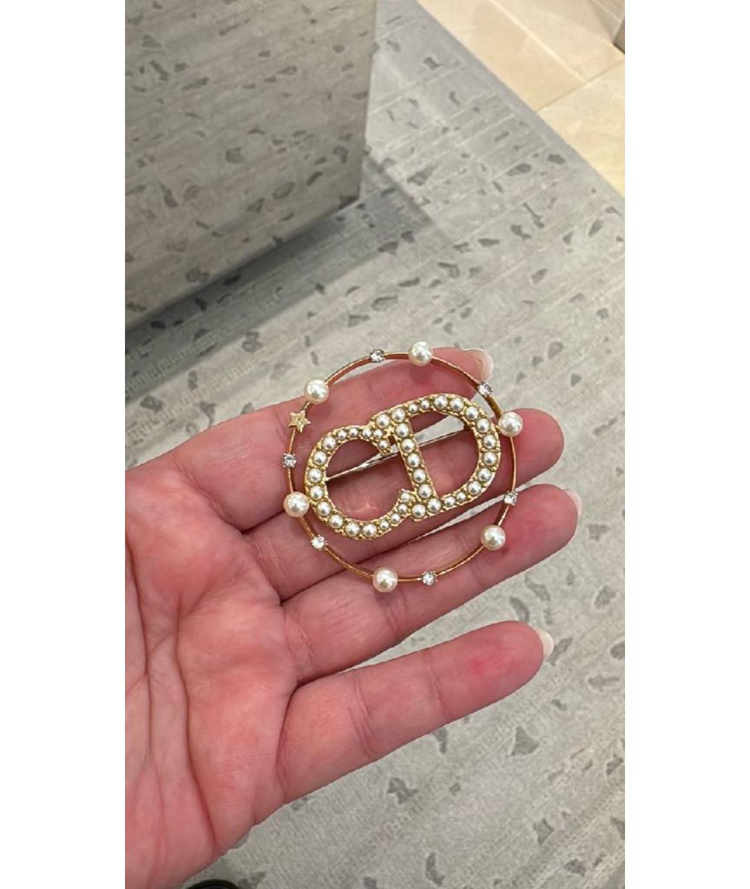 CHRISTIAN DIOR Золотая металлическая булавка / брошь, фото 6