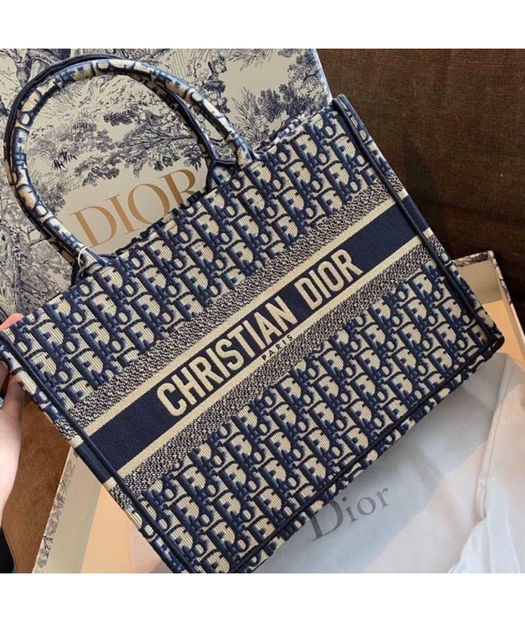 CHRISTIAN DIOR Синяя жаккардовая сумка тоут, фото 4