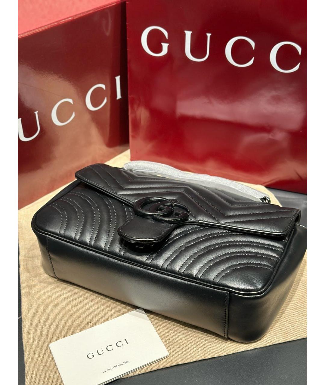 GUCCI Черная кожаная сумка через плечо, фото 4