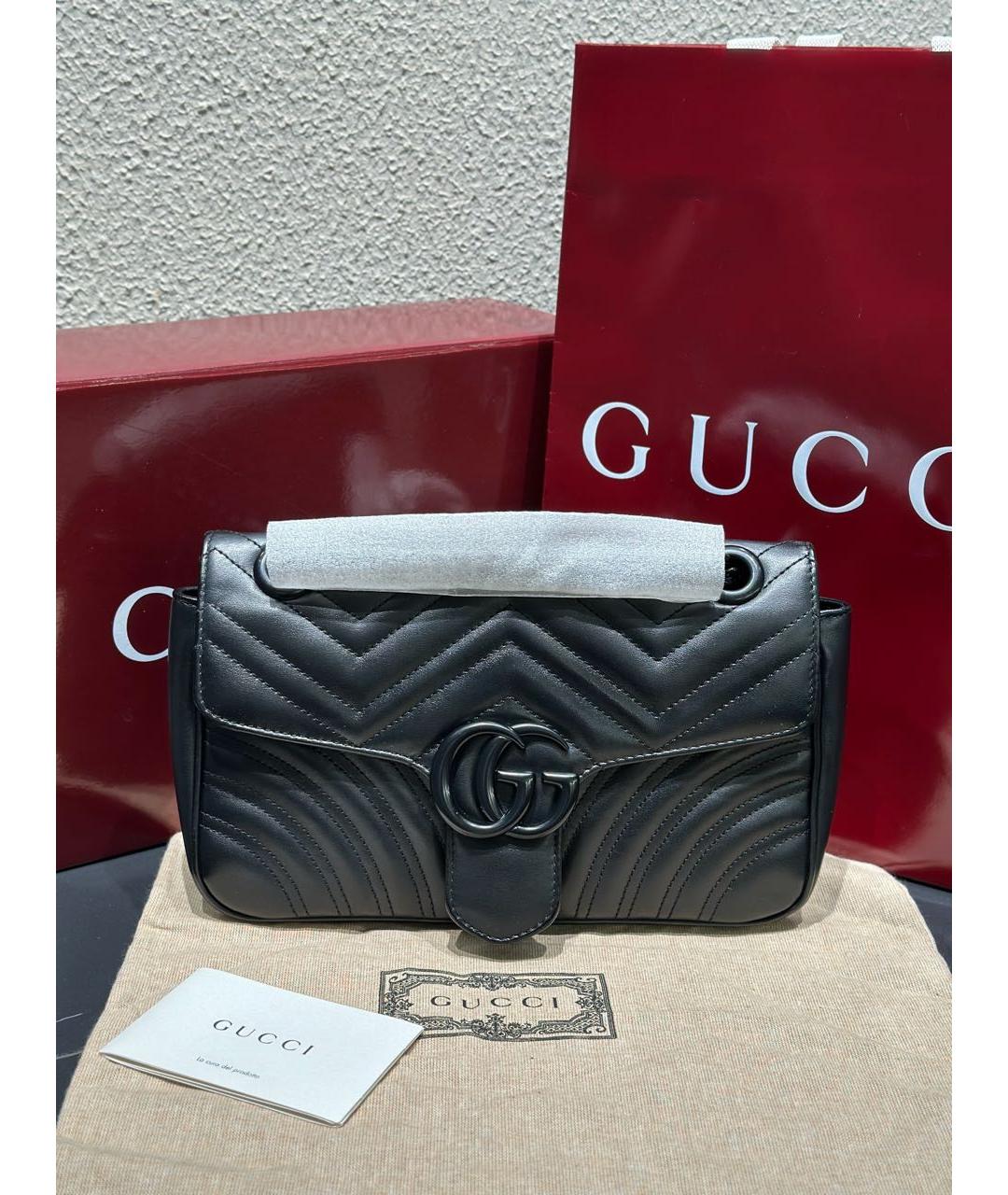 GUCCI Черная кожаная сумка через плечо, фото 8