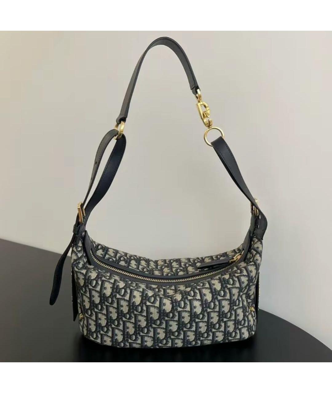 CHRISTIAN DIOR Синяя жаккардовая сумка с короткими ручками, фото 4