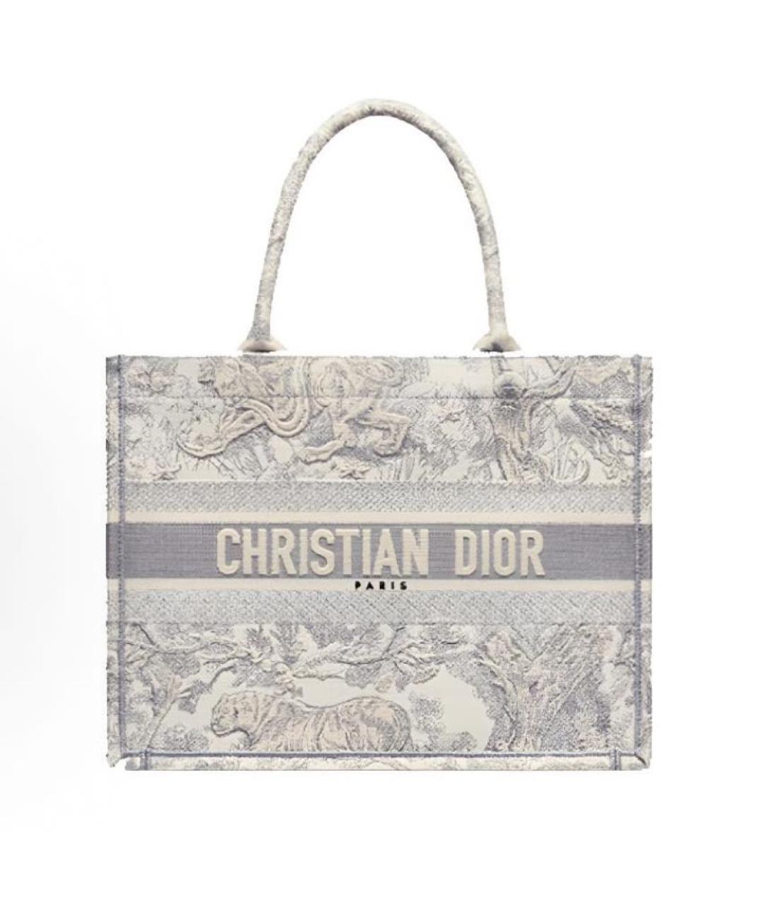 CHRISTIAN DIOR Серая жаккардовая сумка тоут, фото 5