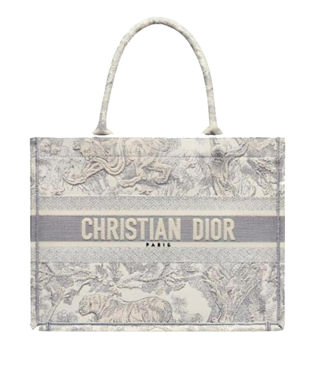 CHRISTIAN DIOR Серая жаккардовая сумка тоут, фото 1