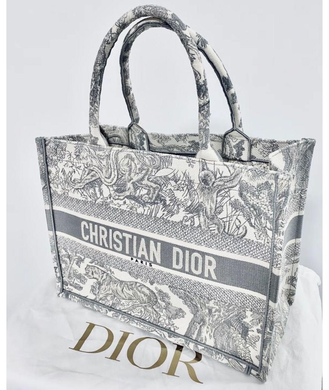 CHRISTIAN DIOR Серая жаккардовая сумка тоут, фото 3