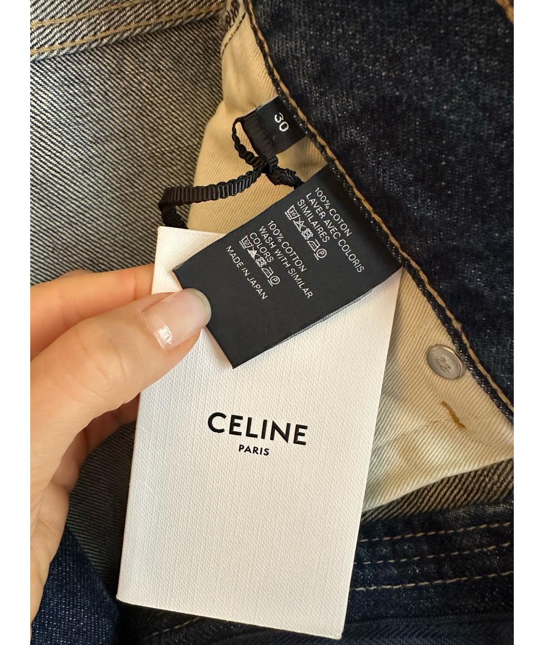 CELINE Синие хлопковые прямые джинсы, фото 4