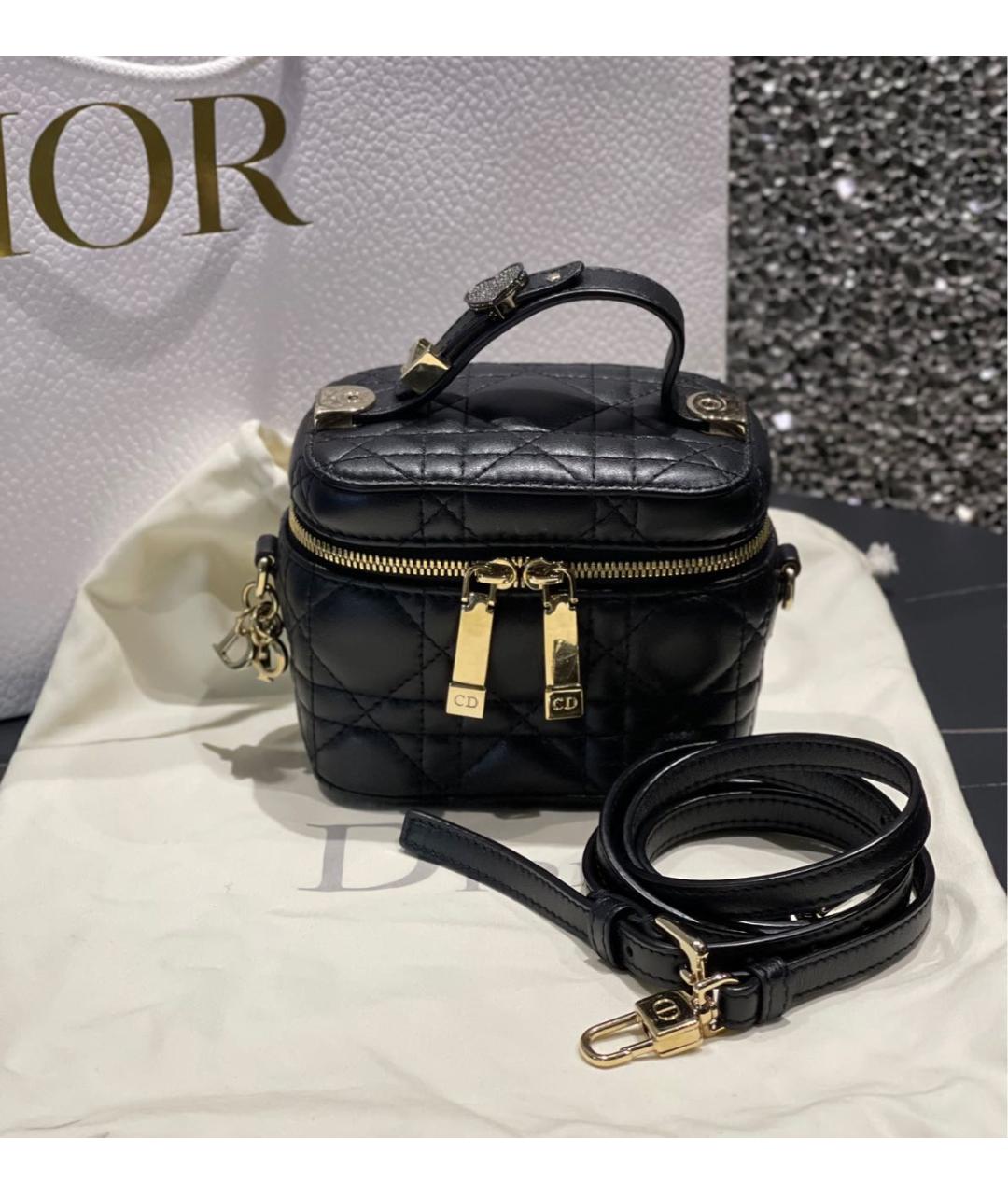 CHRISTIAN DIOR Черная кожаная сумка с короткими ручками, фото 8