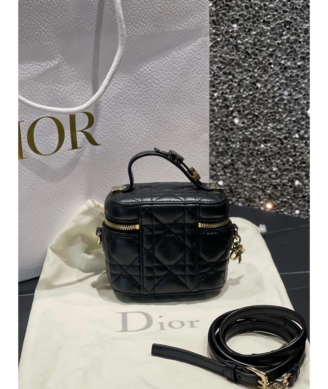 CHRISTIAN DIOR Черная кожаная сумка с короткими ручками, фото 3