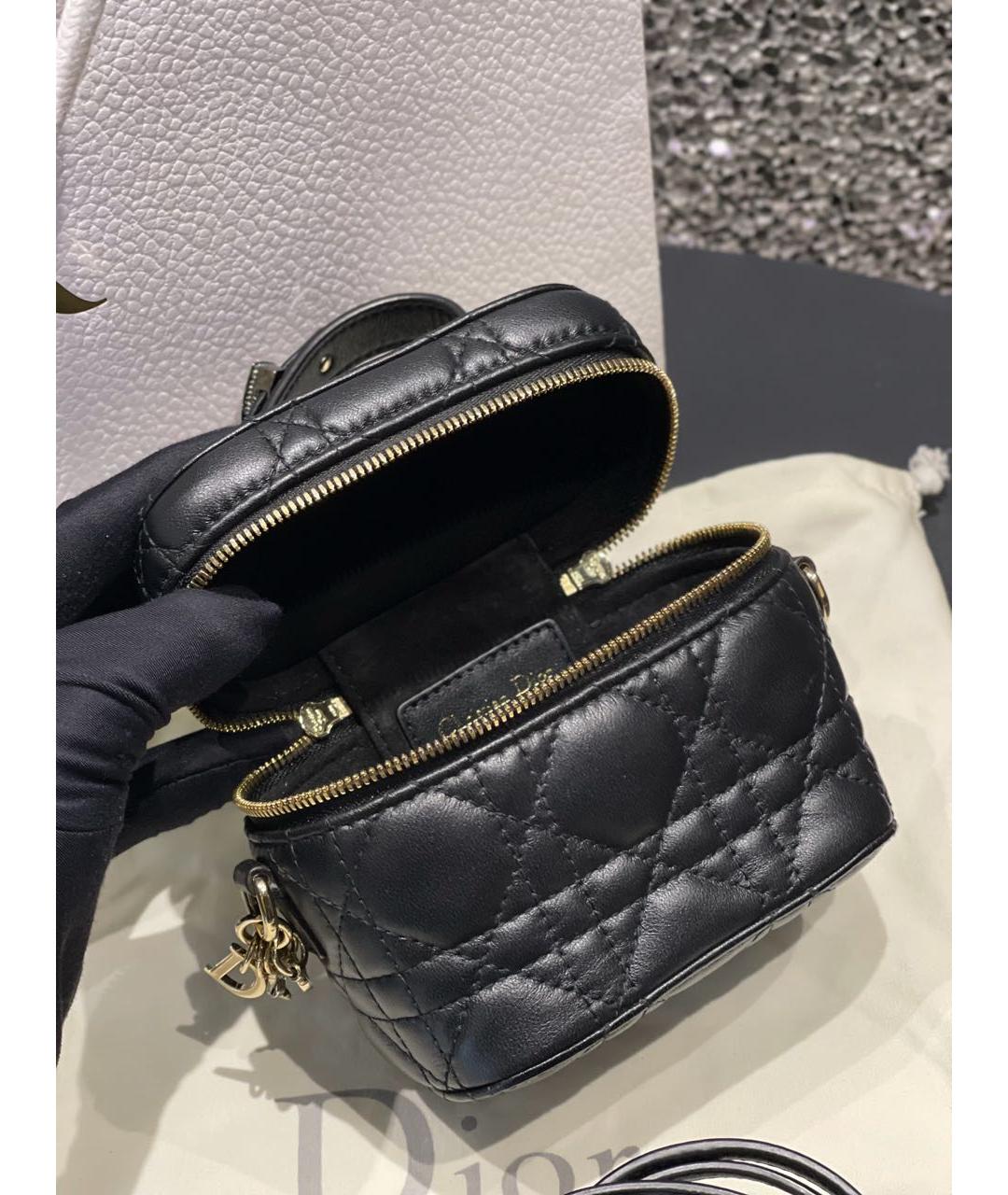 CHRISTIAN DIOR Черная кожаная сумка с короткими ручками, фото 5