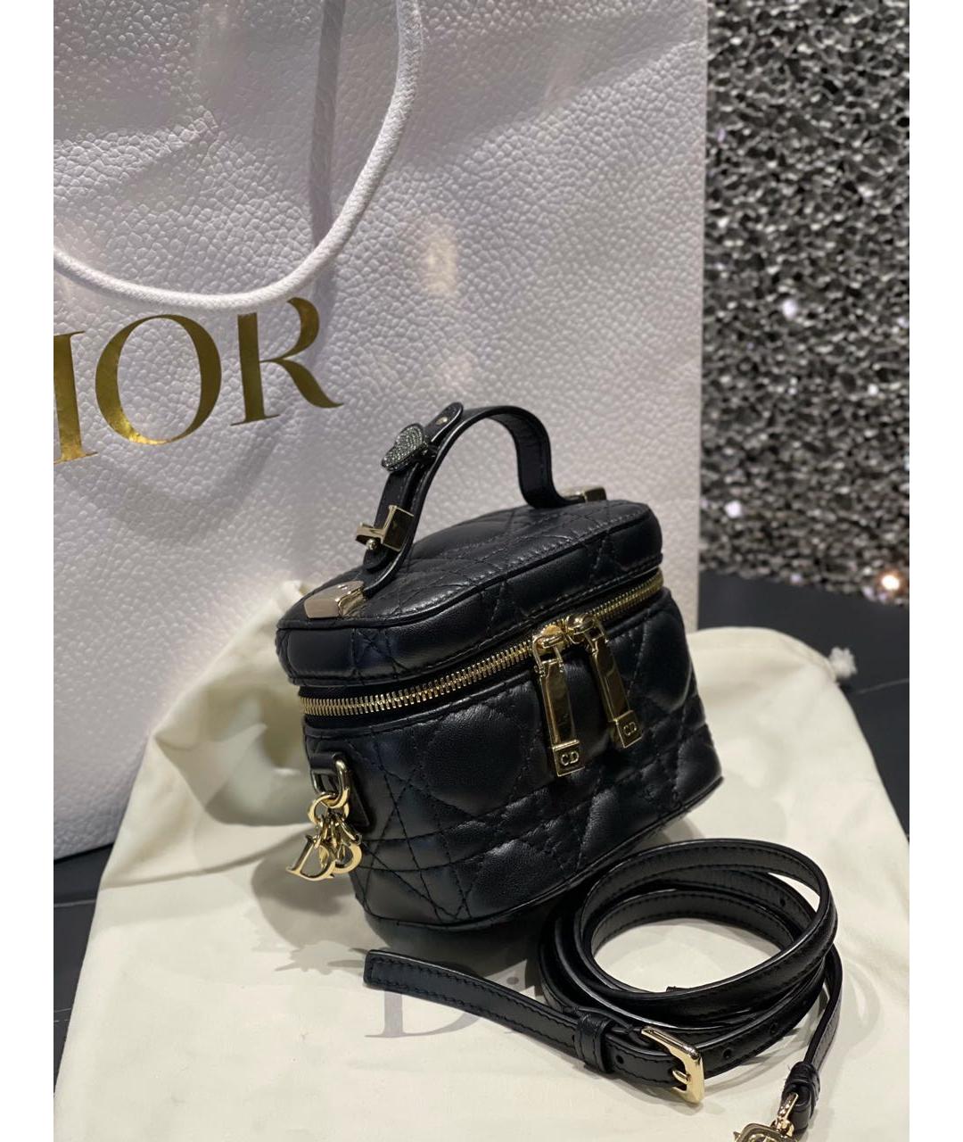 CHRISTIAN DIOR Черная кожаная сумка с короткими ручками, фото 2