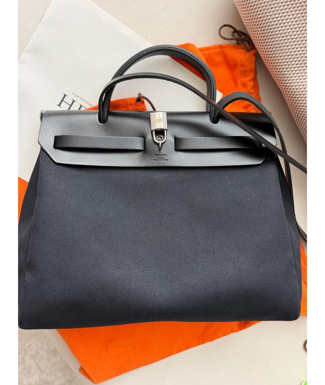 HERMES Черная тканевая сумка через плечо, фото 3