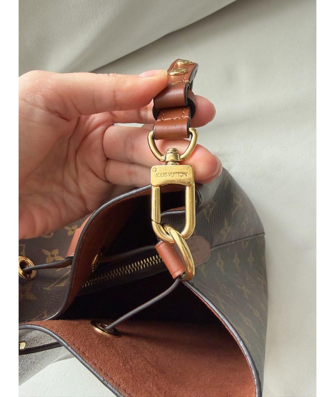 LOUIS VUITTON Коричневая кожаная сумка через плечо, фото 7