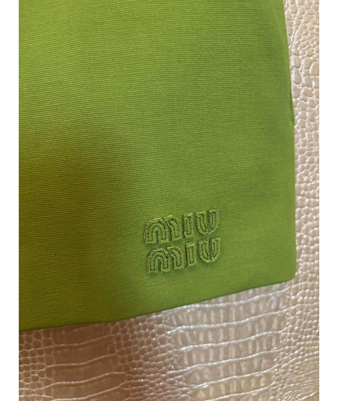 MIU MIU Зеленая шерстяная юбка мини, фото 3