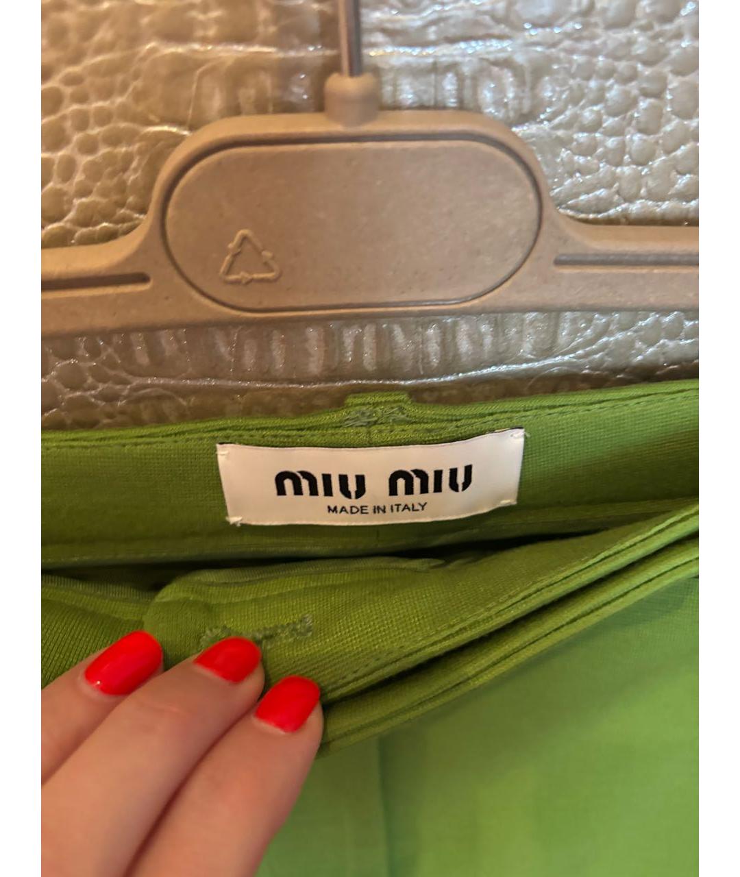 MIU MIU Зеленая шерстяная юбка мини, фото 4