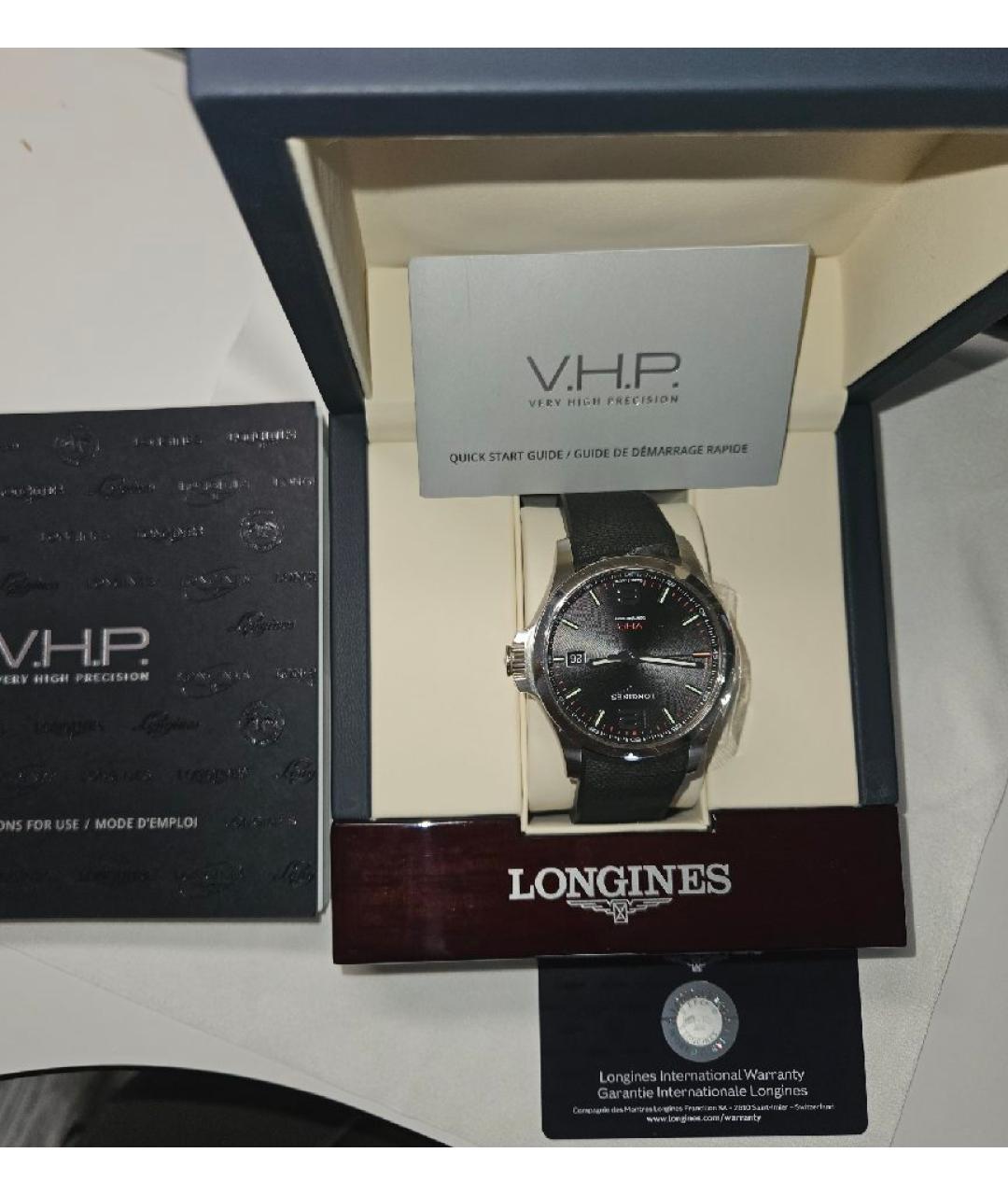 LONGINES Черные стальные часы, фото 4