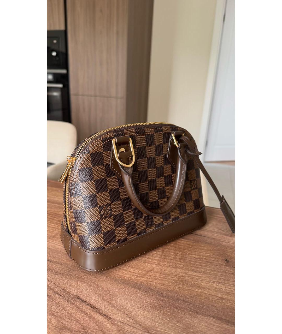 LOUIS VUITTON Коричневая кожаная сумка с короткими ручками, фото 2