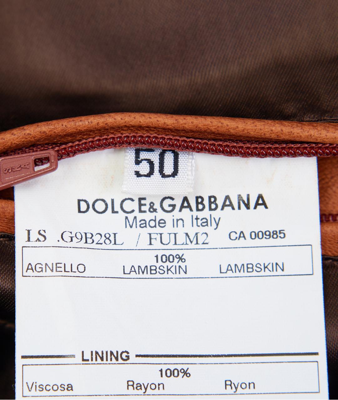 DOLCE&GABBANA Коричневая кожаная куртка, фото 6