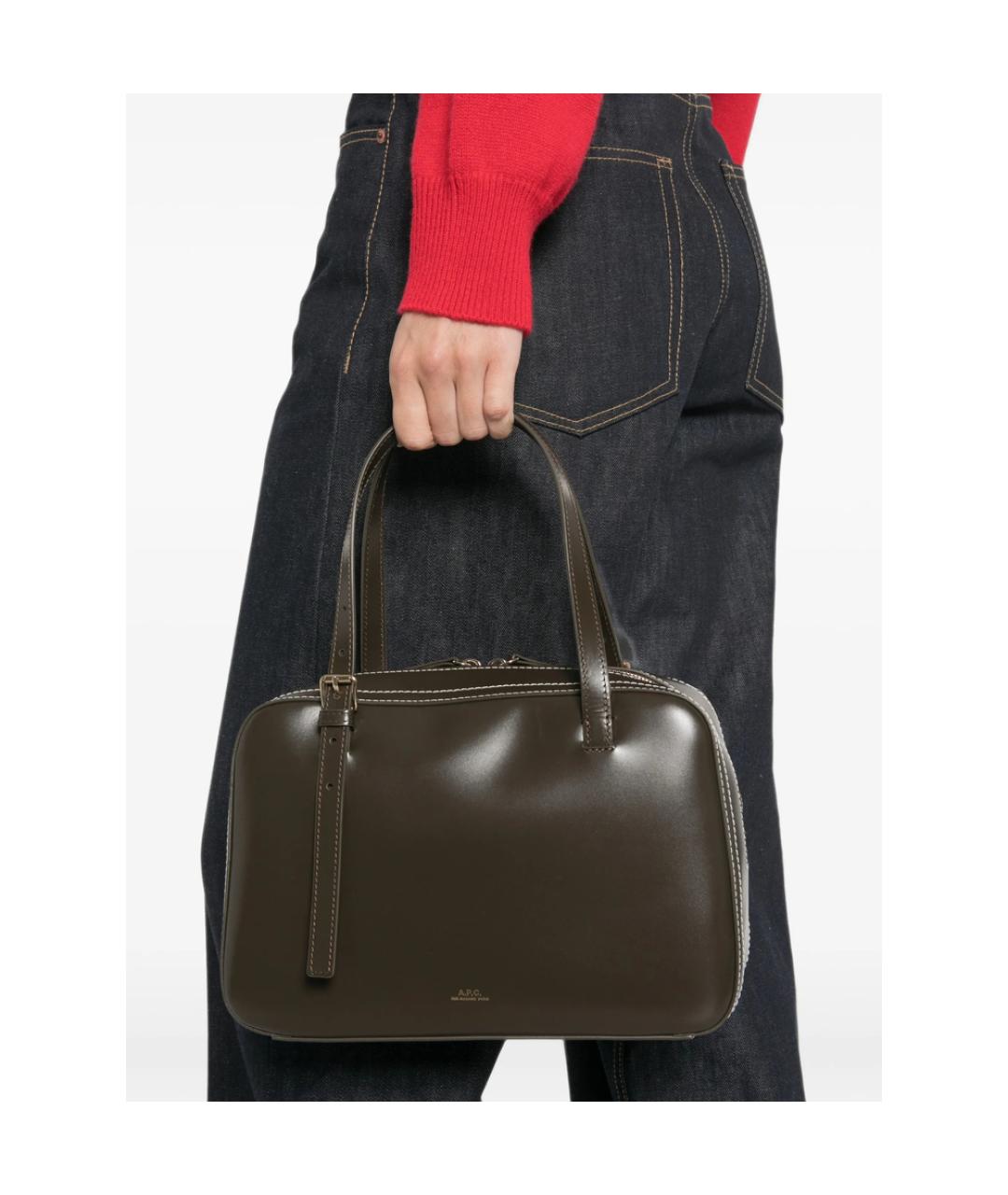 A.P.C. Коричневая кожаная сумка тоут, фото 3