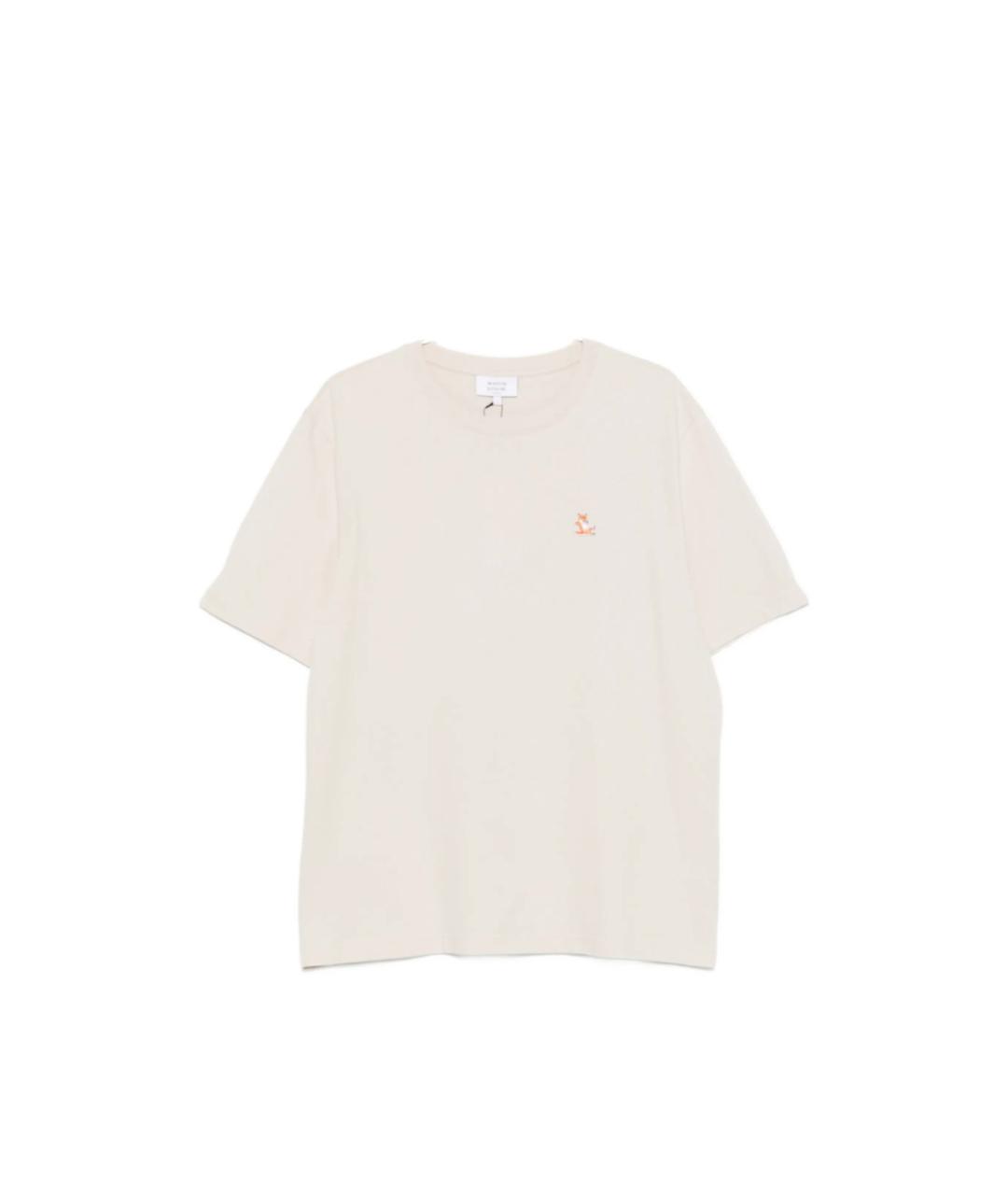 MAISON KITSUNE Бежевая хлопковая футболка, фото 1