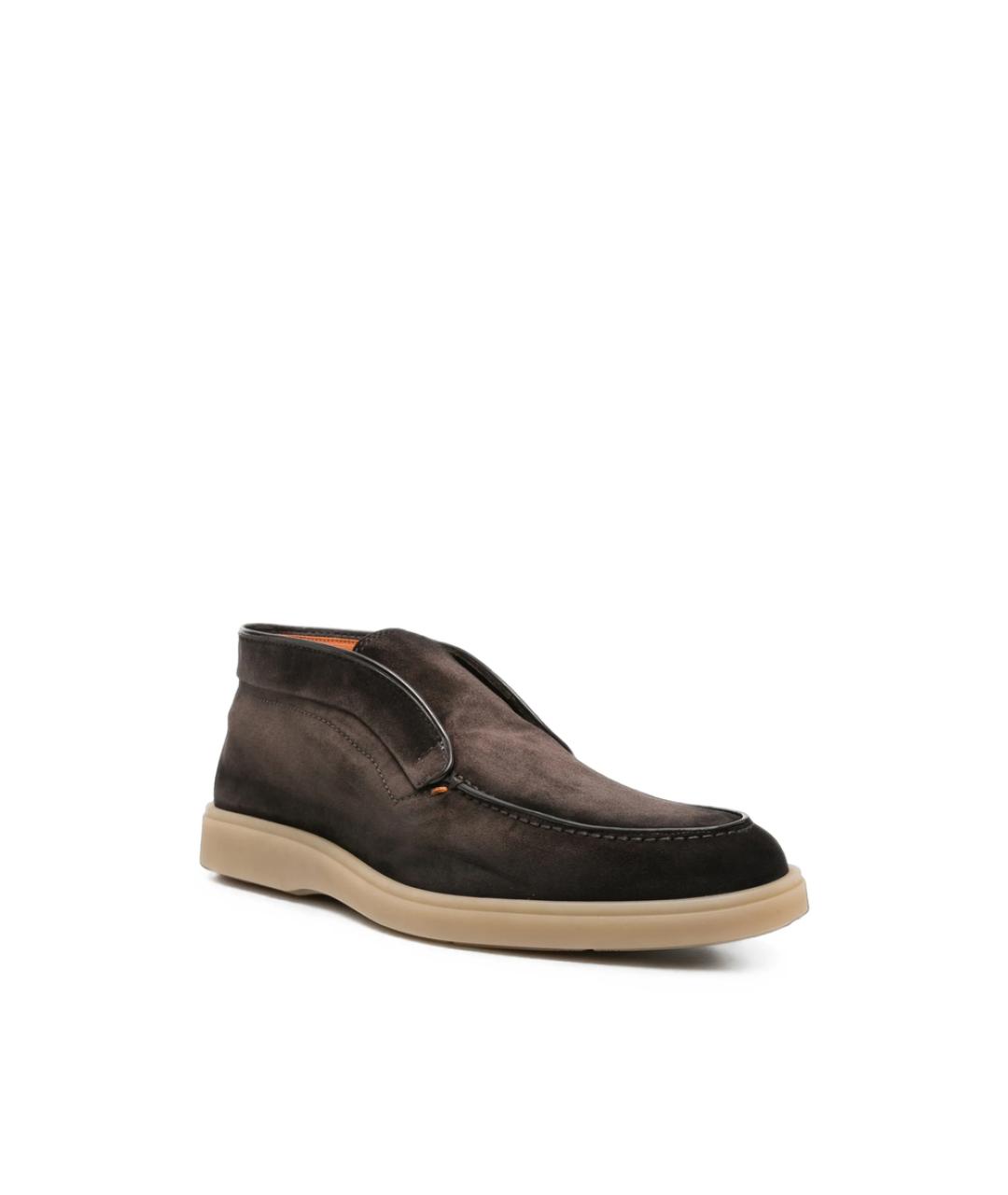 SANTONI Коричневые кожаные низкие кроссовки / кеды, фото 2